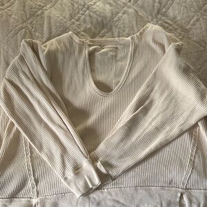 We The Free Cream Waffle Knit Sweatshirt